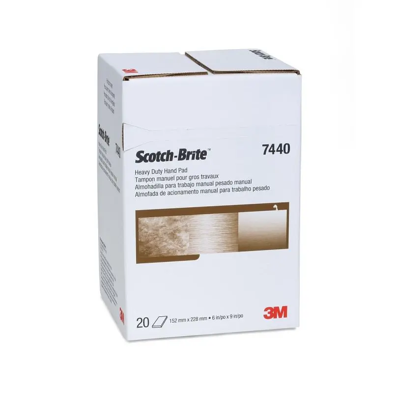 3M Abrasive Hand Pad 7440, Coarse, Tan, 6" x 9", 20 pads per box, 2 boxes per case, 7100080459