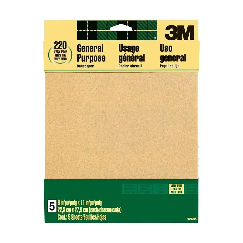3M Aluminum Oxide Sandpaper 9000NA, 9 x 11 Very Fine, Open Stock, 10 packs per case, 7100140801