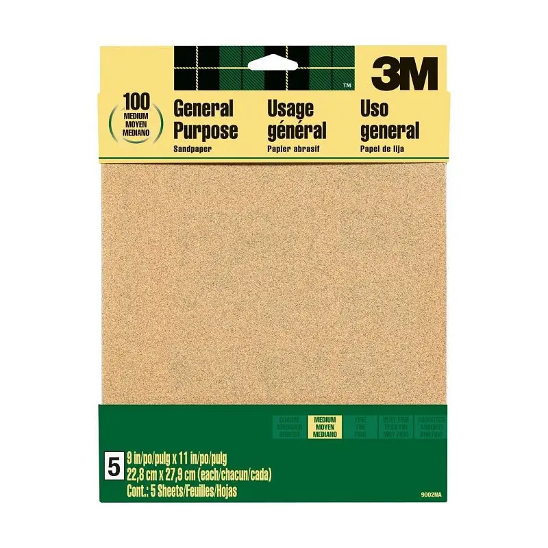 3M AL Oxide Sandpaper Pack, 9 x 11 , Medium, 2 packs per case, 7100140809