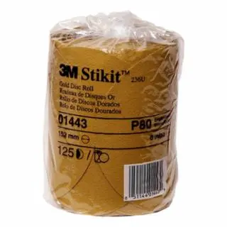 3M Stikit 236U Gold Disc Rolls, Aluminum Oxide, 6 Dia, P80 Grit, 10 pack, 7100030963