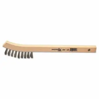 ANCHOR Brand Inspection Brushes, 2 x 9 Rows, Stainless Steel, 8 3/4 L, Bent Wood Handle, 2 per Bag, 1 Bag, 102-BW-195C