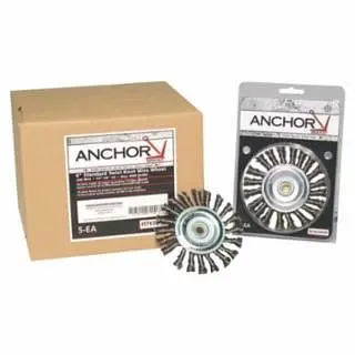 ANCHOR Brand Stringer Bead Wheel Brush, 4 D x 1/4 W, 0.02 Stainless Alloy Steel Wire, 5 per Box, 1 Box, 102-4S58S