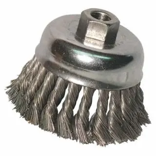 ANCHOR Bright Brand Knot Wire Cup Brush, 3-1/2 Dia, 5/8 -11 Arbor, 0.02 Carbon Metal Steel, 102-93992 ANCHOR Brand