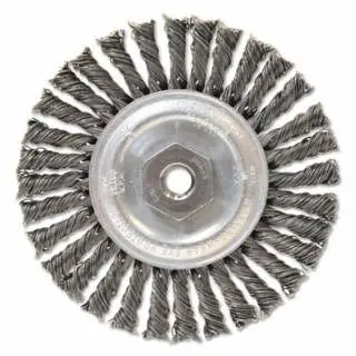 ANCHOR Jumbo Brand Narrow Face Stringer Bead Wheel Brush, 4 D x 3/16 W, 0.02 Carbon Steel, 3/8 - 24, 102-BW-845 ANCHOR Brand