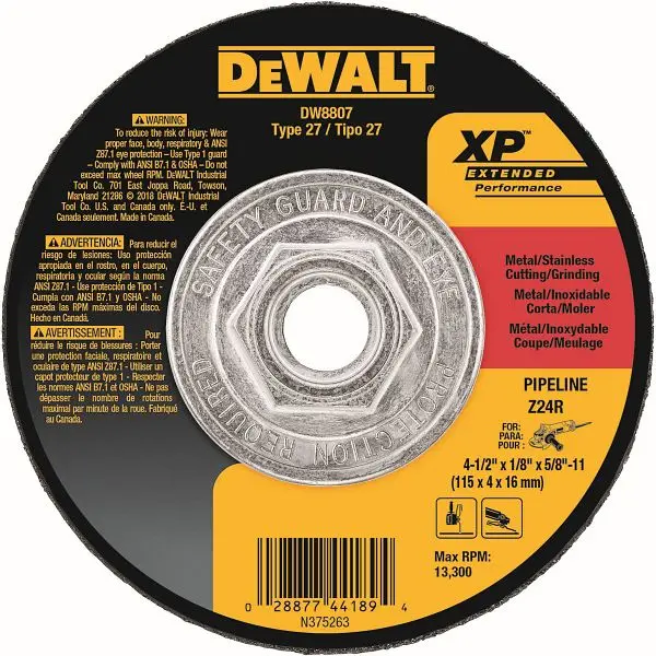 DeWalt Standard 4-1/2" x 1/8" x 5/8"-11 XP Grinding Wheel, DW8807