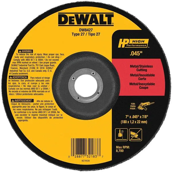 DeWalt Unique 7" x .045" x 7/8" Cutting Wheel, DW8427