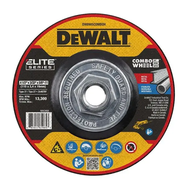 DeWalt Wear-Resistant 4-1/2" x 3/32" x 5/8"-11 XP T27 Cut & Notch, Ceramic Combo Wheel, DW8905COMBOH