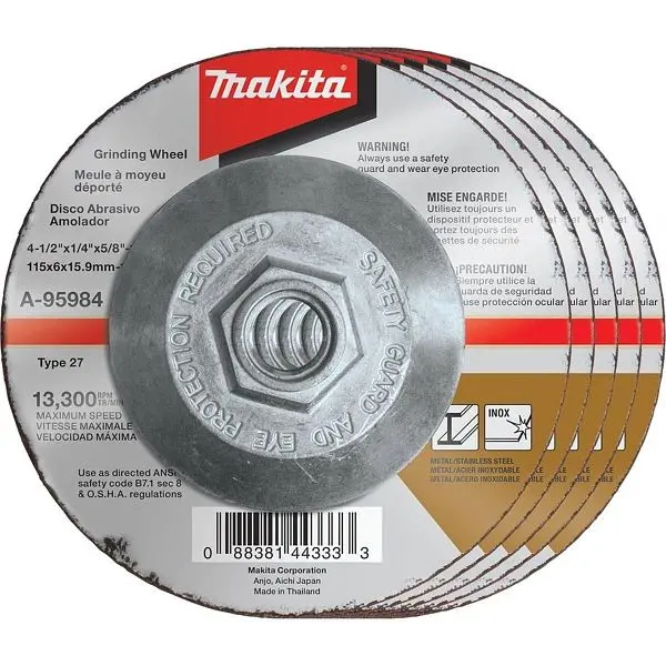 Makita Versatile 4-1/2" x 1/4" x 5/8-11" INOX Grinding Wheel (Collection 5), -95984-5