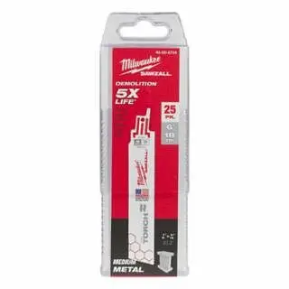 Milwaukee TORCH Bi-Metal SAWZALL® Blade, 6" L, 18 TPI, Rigid Conduit/Strut, 25 pieces, 48-00-8784