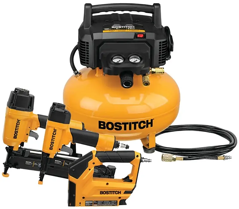 Bostitch BTFP3KIT Air Compressor Combo Kit, Tool Only, 6 gal Tank, 0.8 hp, 120 V, 150 psi Pressure, 1 -Stage