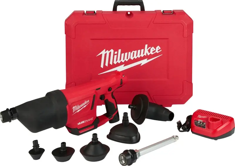 Milwaukee 2572B-21 Drain Cleaning Air Gun Kit, Battery