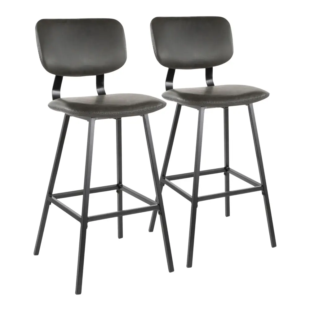 ADA Compliant Grab Bar Foundry - Contemporary Barstool Zig Zag Stitching (Set 2) - Black / Ash