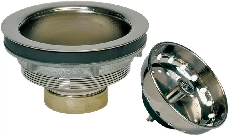 Plumb Pak K5435DSBN Sink Strainer, 4-1/2 Dia, Brass, Satin-brushed Nickel, : 3-1/2 Sink Openings, Neoprene Stopper