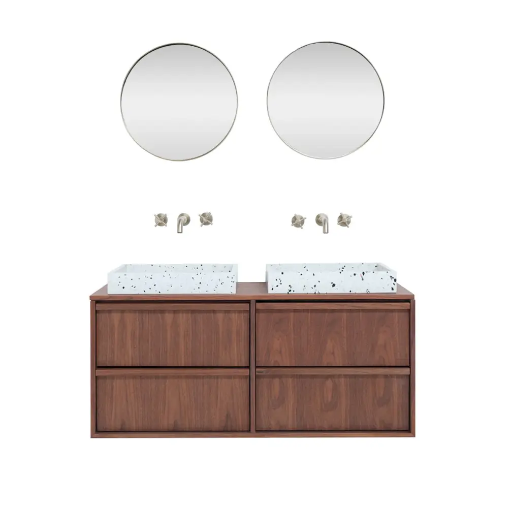 Terrazzo bathroom furniture walnut - 120 cm - Fien