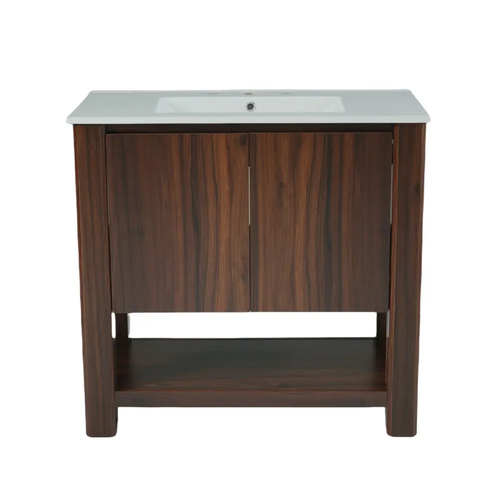 Modern Bathroom Vanity Rectangle Ceramic Sink, Soft Closing Doors