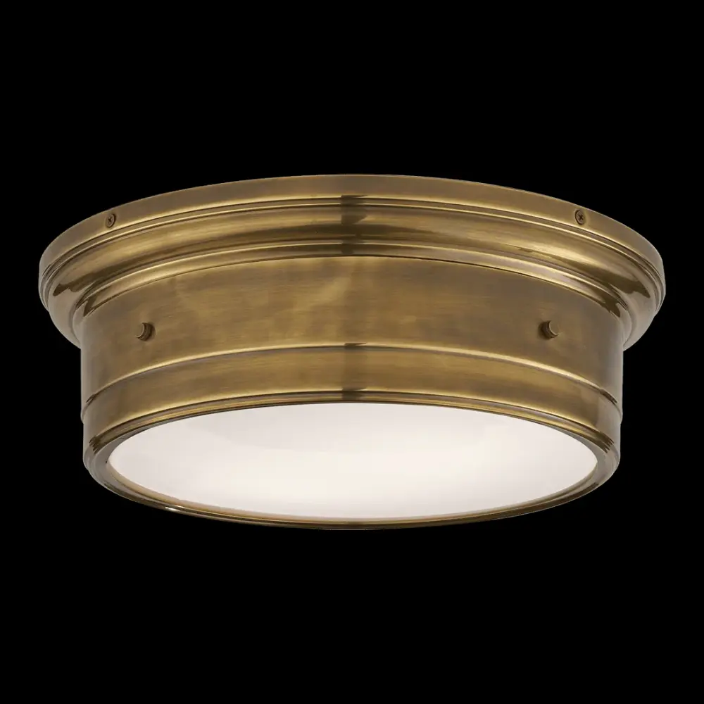 Siena Large Flush Mount - Antique Brass Chalk Glass