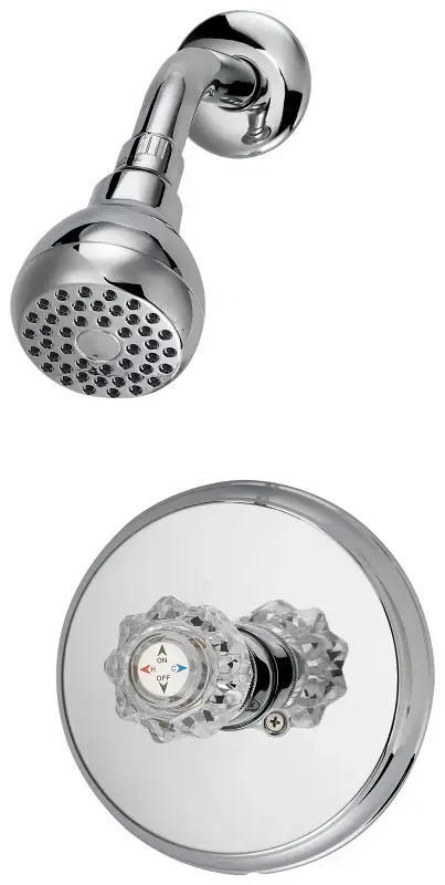 Boston Harbor GU-F1010207CP Shower Faucet, 1.75 gpm, 2.75 Showerhead, Metal/Plastic, Round Showerhead, Knob Handle