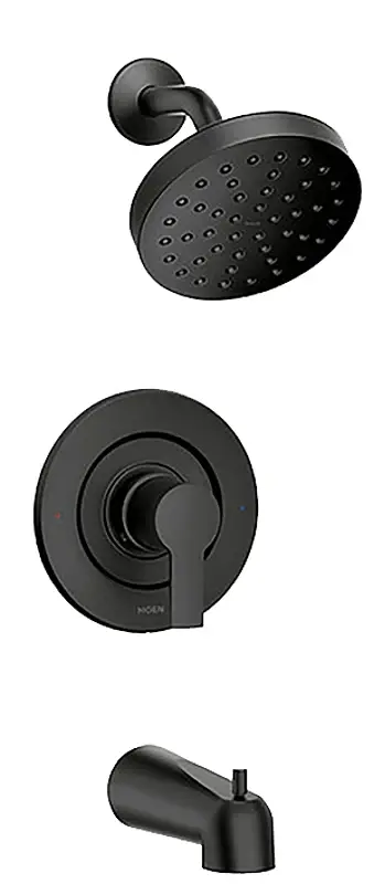 Moen RINZA Posi-temp 82628BL Bathtub and Shower Faucet, Unitary Function Showerhead, 1.75 gpm Showerhead, 1-Handle