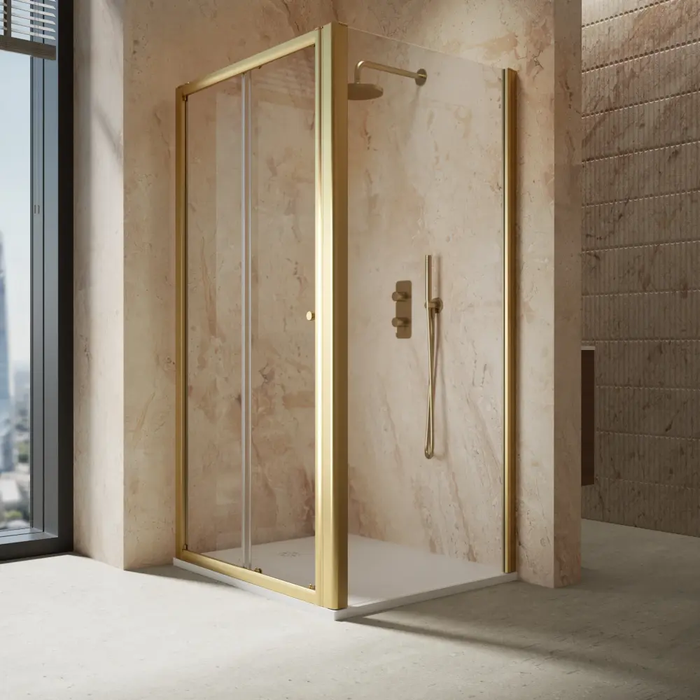 Roman Haven6 Sliding Shower Enclosure - 1000mm x 900mm - Brushed Warm alloy