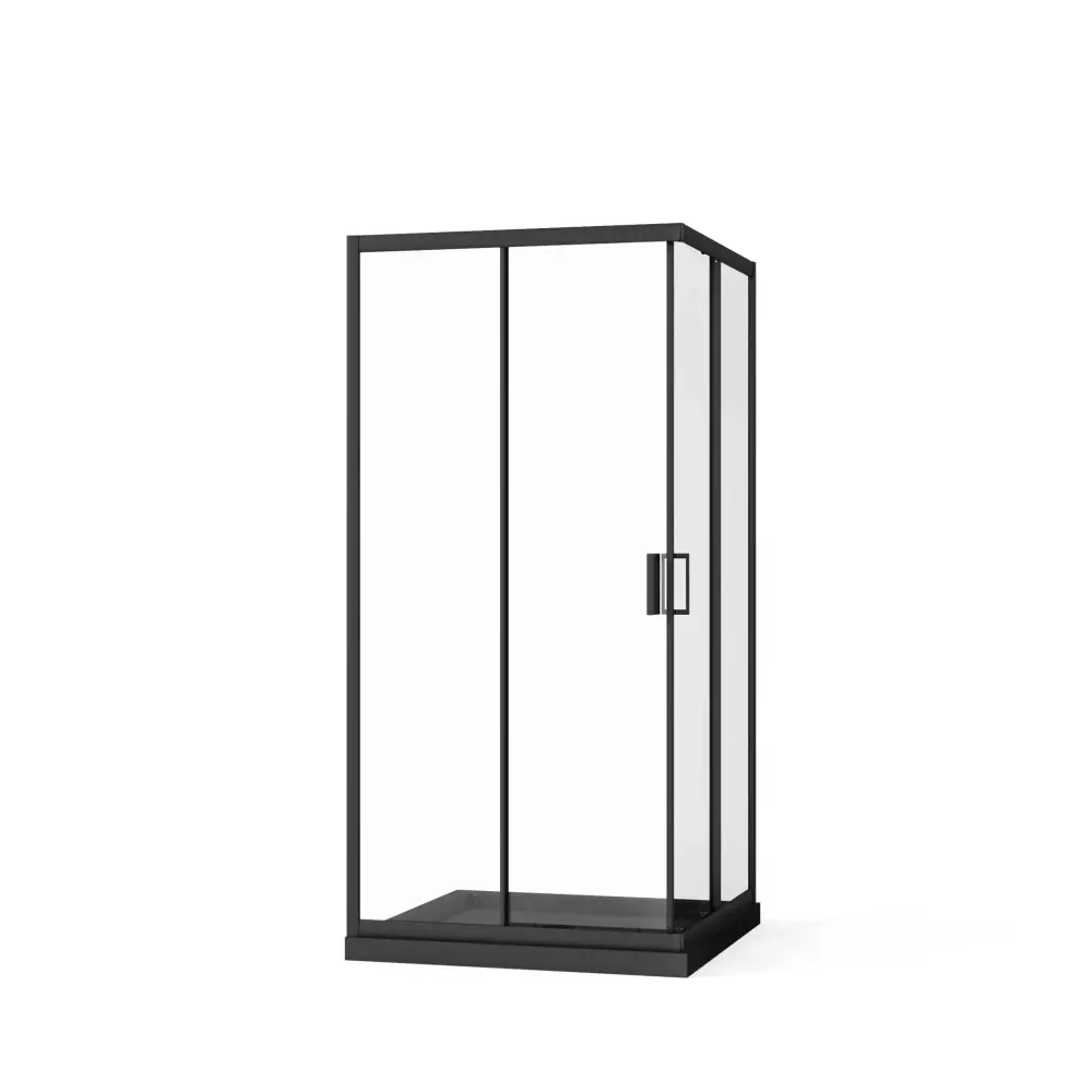 Corner Shower Enclosure, Sliding Door - Matte Onyx