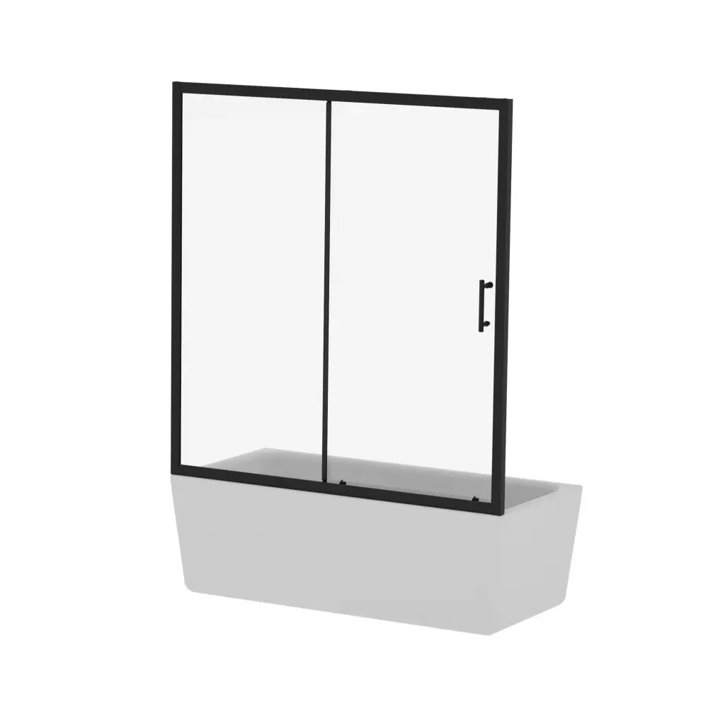 Sliding Shower Door Bathtub - Matt Jet-black