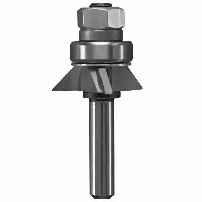 Bosch Fortified 45° x 1/4 Inches Carbide Tipped 3-Flute Bevel Trim Assembly Bit, 2608629191
