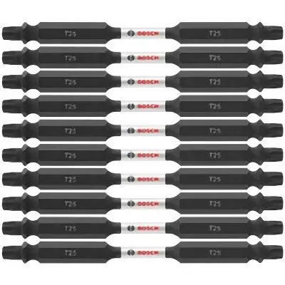 Bosch Heavy-Duty 10 pieces Impact Tough™ 3.5 Inches Torx® #25 Double-Ended Bits (Bulk Pack), 2610041018