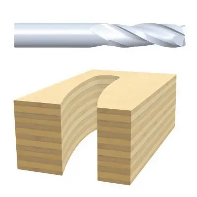 Bosch 1/4 Inches x 1 Inches Solid Carbide 2-Flute Downcut Spiral Bit, 2608681273