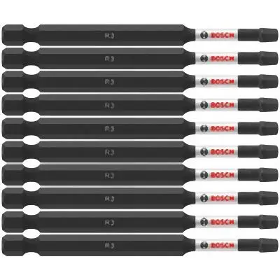 Bosch Knurled 3.5 Inches Square #3 Power Bits, 2610041048