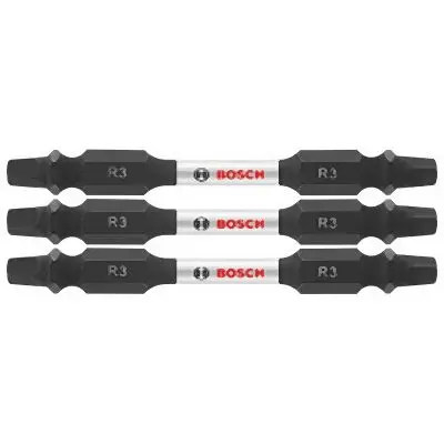 Bosch Neon 3 pieces Impact Tough™ 2.5 Inches Square #3 Double-Ended Bits, 2610039612