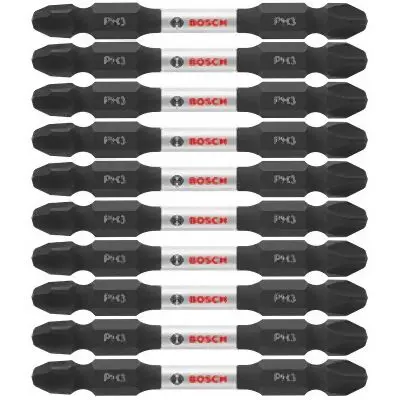 Bosch Neon 10 pieces Impact Tough™ 2.5 Inches Phillips® #3 Double-Ended Bits (Bulk Kit), 2610040994