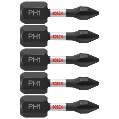 Bosch 5 pieces Impact Tough™ 1 Inches Phillips® #1 Insert Bits, 2610039537