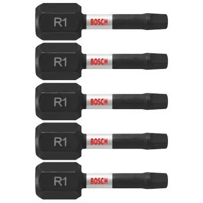 Bosch 5 pieces Impact Tough™ 1 Inches Square #1 Insert Bits, 2610039552