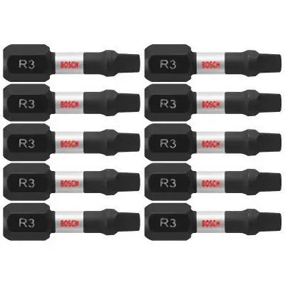 Bosch 10 pieces Impact Tough™ 1 Inches Square #3 Insert Bits (Bulk Pack), 2610040984