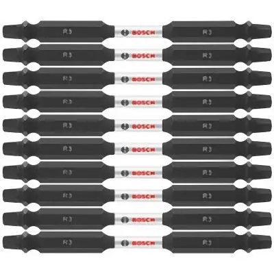 Bosch 10 pieces Impact Tough™ 3.5 Inches Square #3 Double-Ended Bits (Bulk Pack), 2610041015