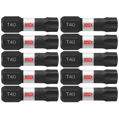 Bosch 10 pieces Impact Tough™ 1 Inches Torx® #40 Insert Bits (Bulk Assortment), 2610040989