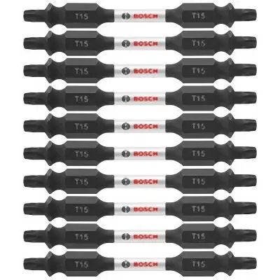 Bosch 10 pieces Impact Tough™ 2.5 Inches Torx® #15 Double-Ended Bits (Bulk Box), 2610040995