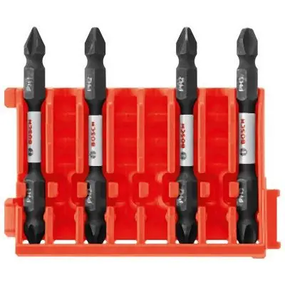 Bosch 4 pieces Impact Tough™ Phillips® 2.5 Inches Double-Ended Bits Clip Tailored Case System, 2610046103