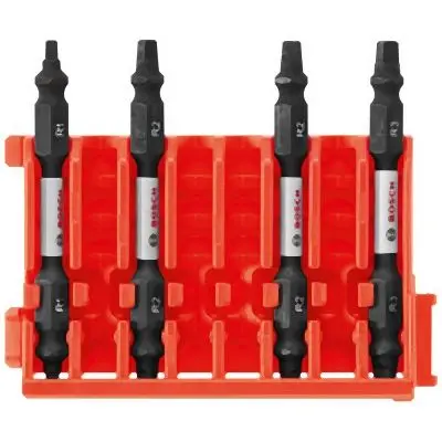 Bosch 4 pieces Square 2.5 Inches Double-Ended Bits Clip Tailored Crate System, 2610046105