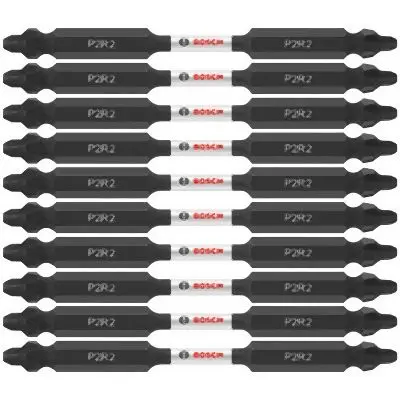 Bosch Quick-Connect 10 pieces Impact Tough™ 3.5 Inches Phillips®/Square #2 Double-Ended Bits (Bulk Pack), 2610041009