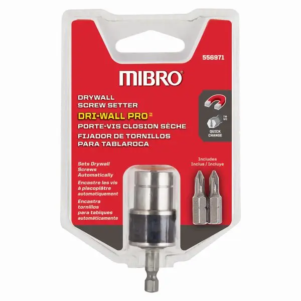 MIBRO Water-Resistant Drywall Pro Screw Setter, 1 (25 mm) drywall bit (x2), made Steel, 556971