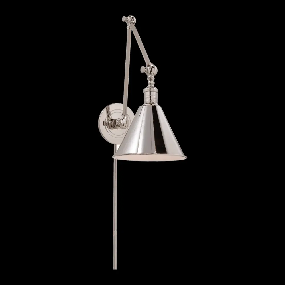 Boston Functional Double Arm Library Light - Glossy Nickel