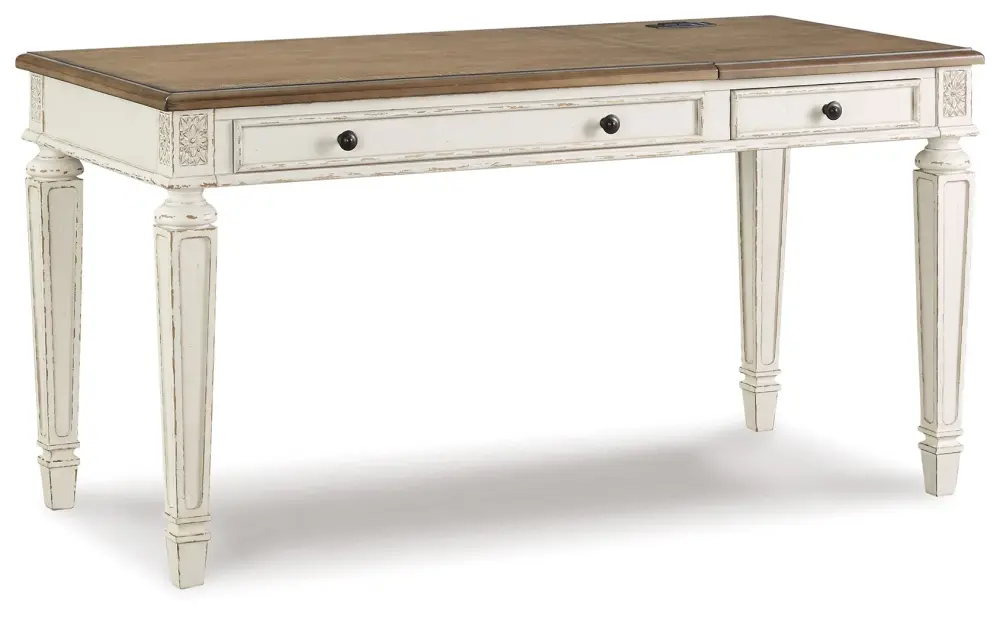 Realyn - Home Office Lift Top Desk - White / Espresso