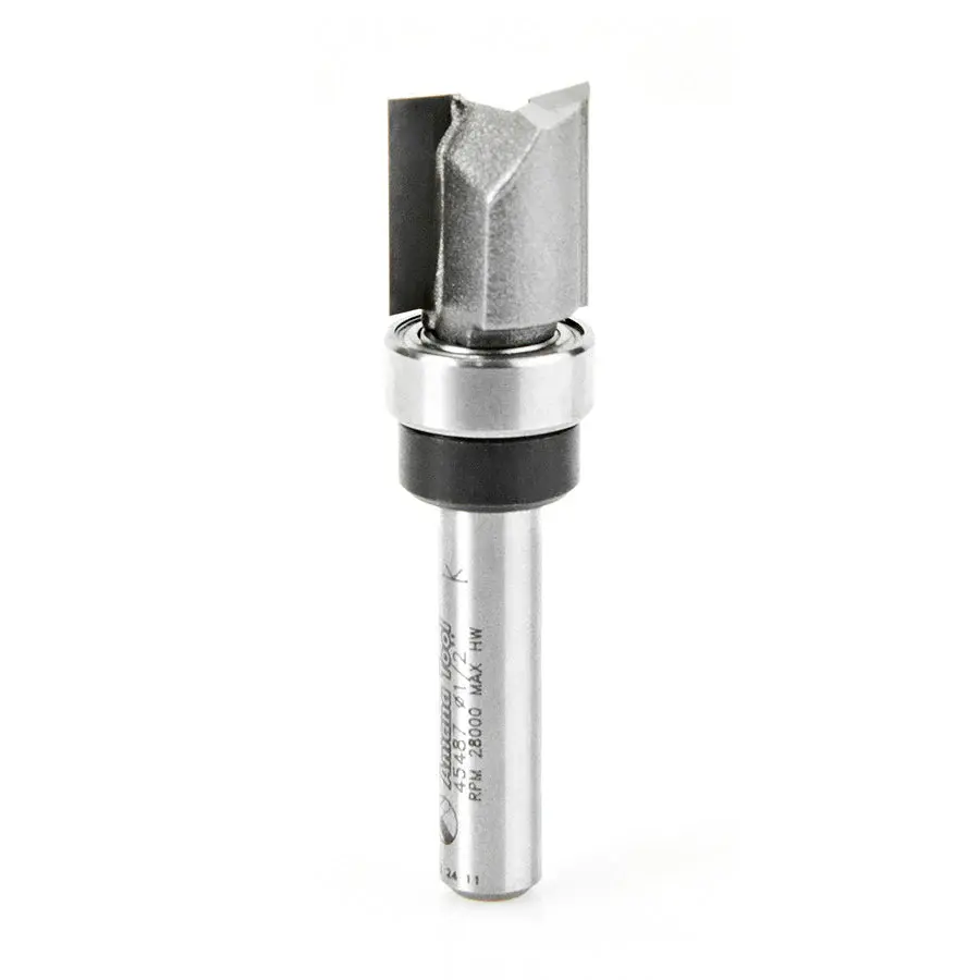 Amana Tool 45487 Carbide Tipped Flush Trim Plunge Template 1/2 Dia x 1/2 x 1/4 Inch Shank Upper BB