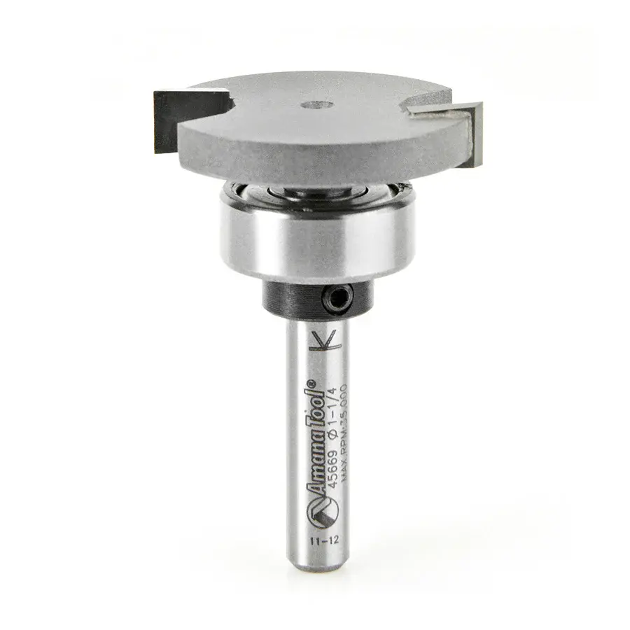 Amana Tool 45669 Carbide Tipped Flooring Straight Dedicated Cutter 1-1/4 Dia x 1/4 x 1/4 Inch Shank Upper BB