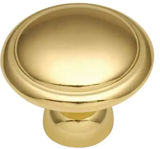 Hickory Hardware Conquest 1 3/8 inch Glossy Brass Cabinet Knob