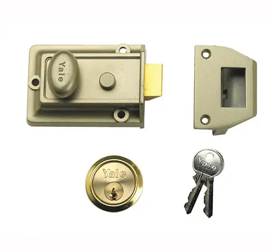 Yale Locks 77 Traditional Nightlatches 60mm Backset - Nickle Warm alloy SC Cylinder Box