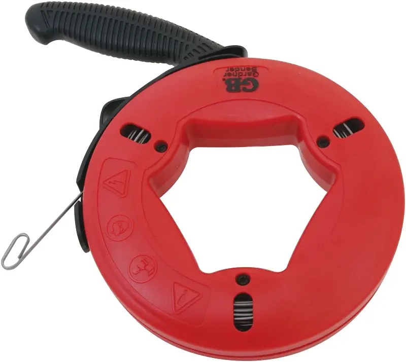 Gardner Bender UpperHand Series FTS-65R Fish Tape, 1/8 Tape, 65 ft L Tape, Carbon Alloy Tape, Red Case
