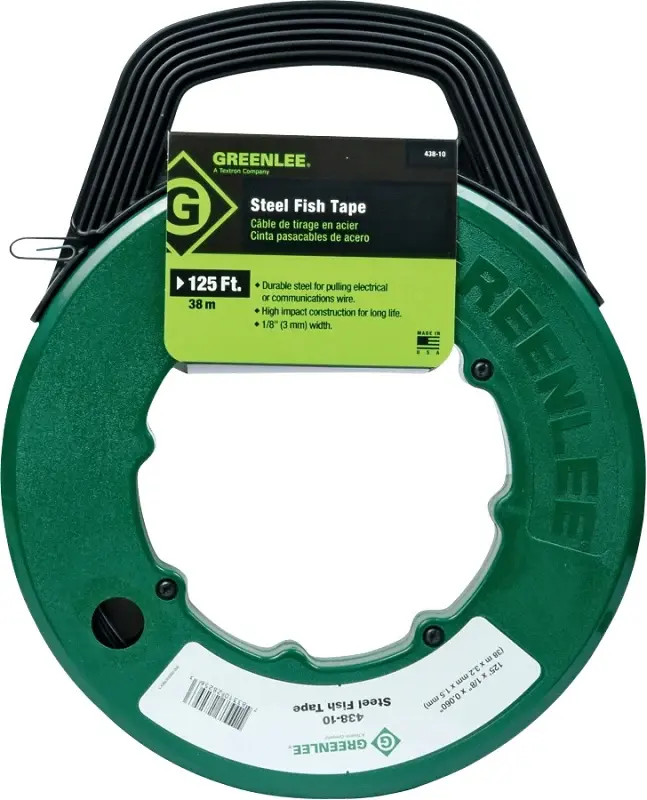 Greenlee MagnumPRO Series FTS438-125BP Fish Tape, 1/8 Tape, 125 ft L Tape, Chromed Tape