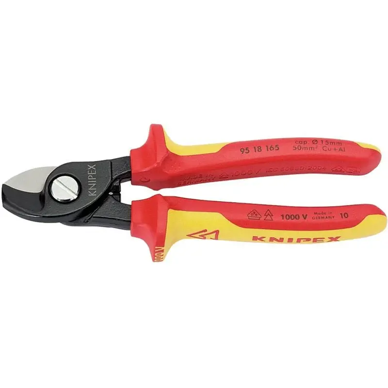 Knipex 95 18 165 UKSBE 95 18 165UKSBE VDE Fully Shielded Cable Shears, 165mm - (32014)